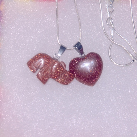 Boho Hippie Goldstone Crystal heart & Goldstone Elephant 🐘 16” Silver … - Picture 4 of 6